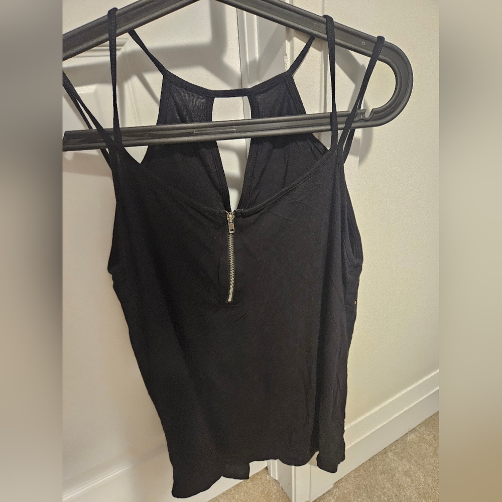 Black Sleeveless Top with Zipper